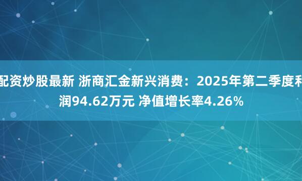 配资炒股最新 浙商汇金新兴消费：2025年第二季度利润94.62万元 净值增长率4.26%
